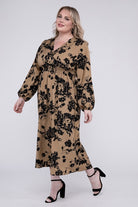 Smocked High Waist Midi Dress Nuvi Apparel