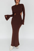 Long Sleeves with flared Cuffs Knit Maxi Dress One and Only Collective Inc