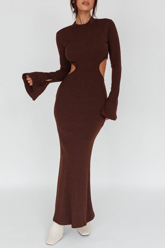 Long Sleeves with flared Cuffs Knit Maxi Dress One and Only Collective Inc