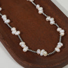 Freshwater Pearl Titanium Steel Bead Necklace Trendsi