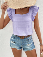 Ruffled Square Neck Cap Sleeve Blouse Trendsi