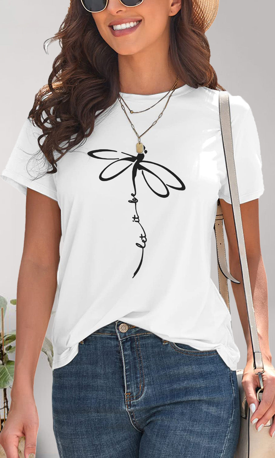 Dragonfly Graphic Round Neck Short Sleeve T-Shirt Trendsi