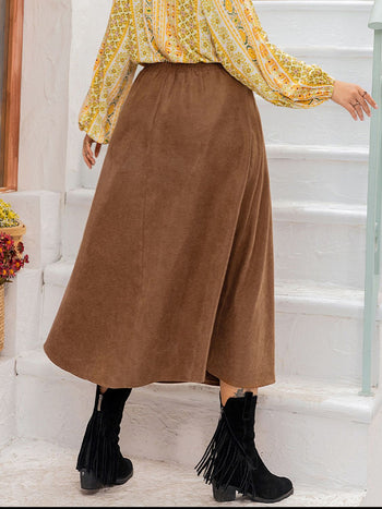 Embroidered Pocketed High Waist Skirt Casual Chic Boutique