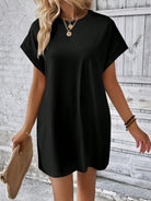 Round Neck Short Sleeve Mini Dress Trendsi