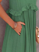 Ruffled Sleeveless Maxi Dress with Pockets Trendsi