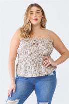 Zenobia Plus Size Frill Floral Square Neck Cami Zenobia