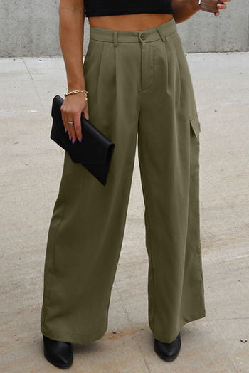 Ruched Wide Leg Pants with Pockets Trendsi