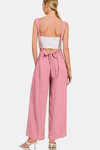 Zenana Pocketed Wide Strap Wide Leg Overalls Trendsi