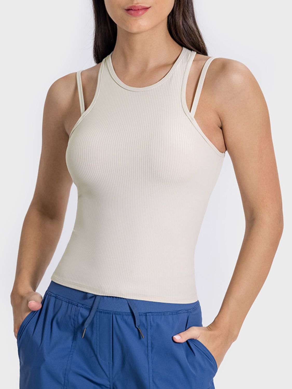 Cutout Round Neck Racerback Active Tank Trendsi