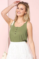 Ninexis Square Neck Half Button Tank Trendsi