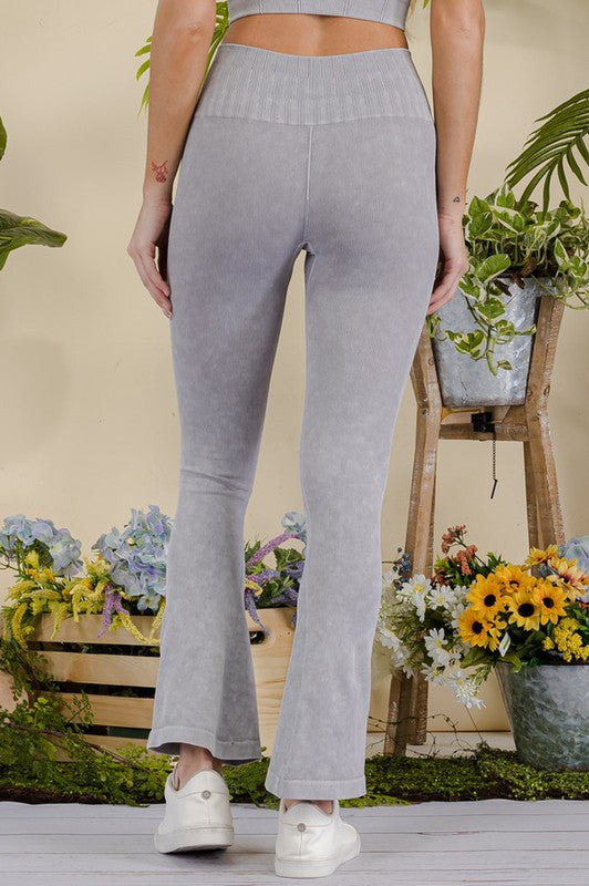 Women's Stone Washed Ribbed Yoga Pants Yelete
