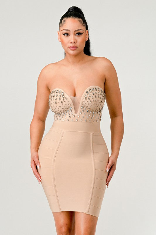 Betting on you casual embellished bandage dress Athina