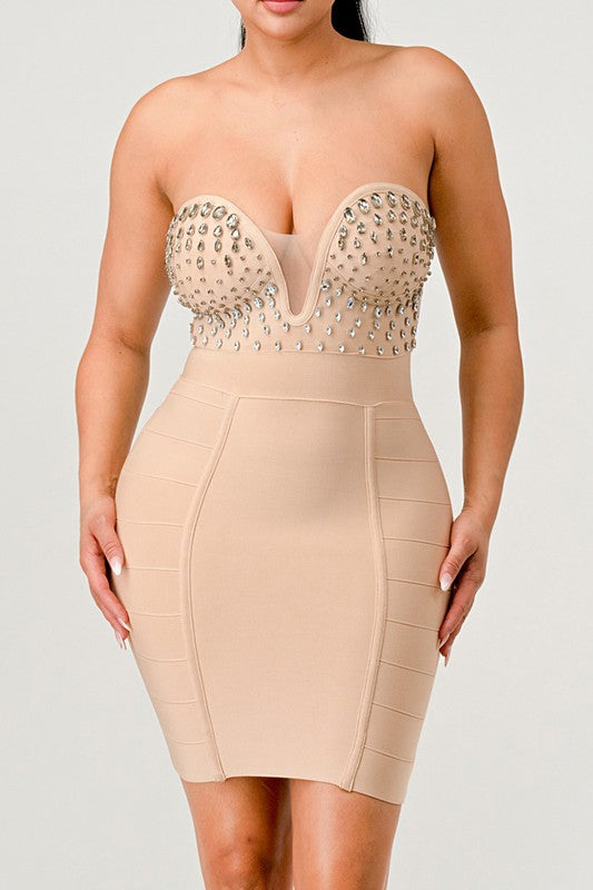 Betting on you casual embellished bandage dress Athina