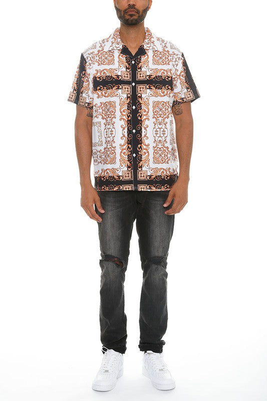 Mens Collared Print Button Down WEIV