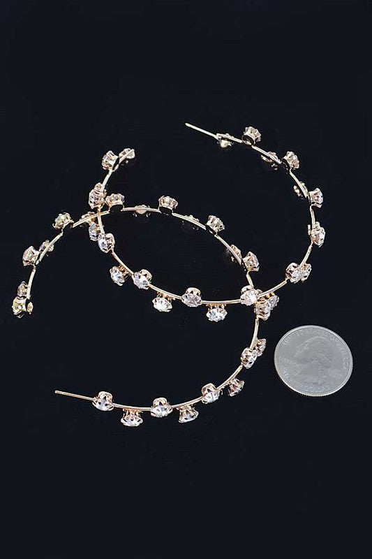 70MM Rhinestone Iconic Hoop Earrings LA Jewelry Plaza