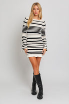 Boat Neck Bell Sleeve Sweater Dress LE LIS