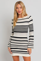 Boat Neck Bell Sleeve Sweater Dress LE LIS