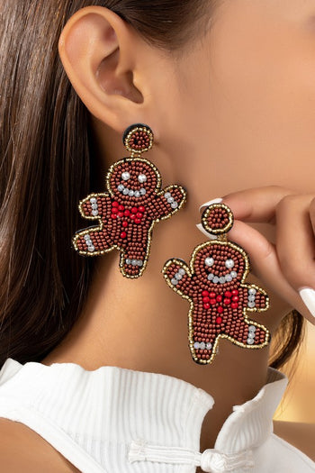 seed bead ginger bread man drop earrings LA3accessories