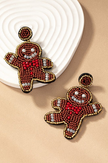 seed bead ginger bread man drop earrings LA3accessories