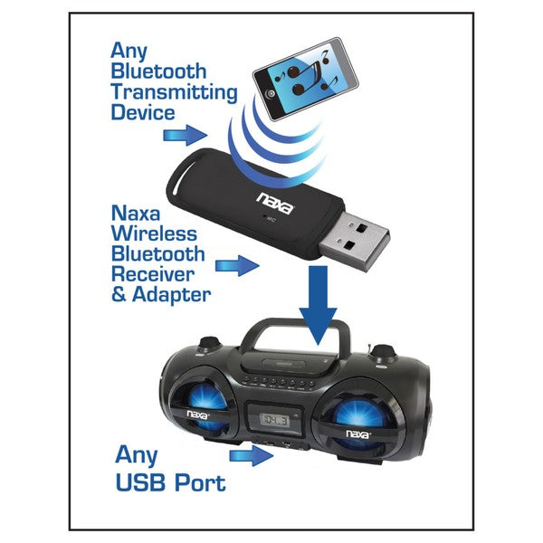 Naxa Wireless Audio Adapter w BT for USB Connector Jupiter Gear