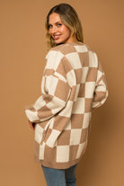 Checker Graphic Sweater Cardigan Gilli
