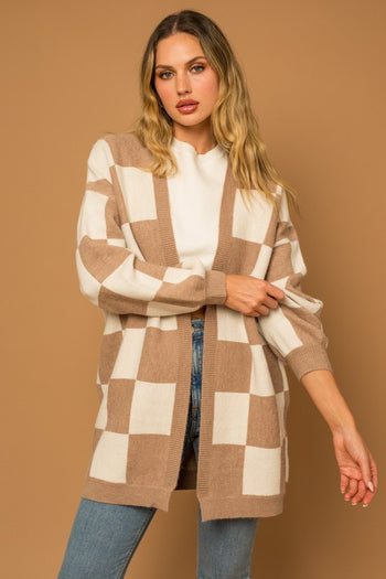 Checker Graphic Sweater Cardigan Gilli