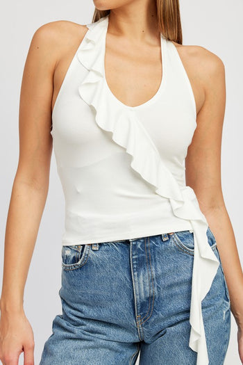 RUFFLED HALTER TOP Emory Park