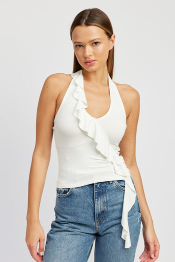 RUFFLED HALTER TOP Emory Park