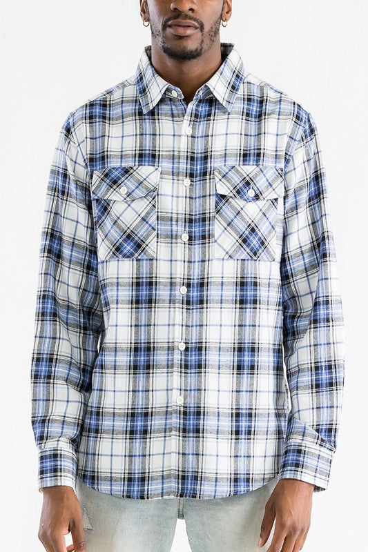 Regular Fit Checker Plaid Flannel Long Sleeve WEIV