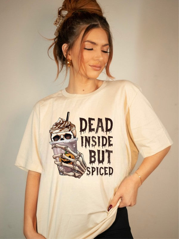 Dead Inside but Spiced Graphic Crew Neck Tee Ocean and 7th