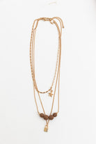 Three Layered Rustic Gold Charmed Necklace Leto Accessories