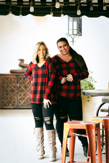 Mad About Plaid Pullover - Red Boutique Simplified