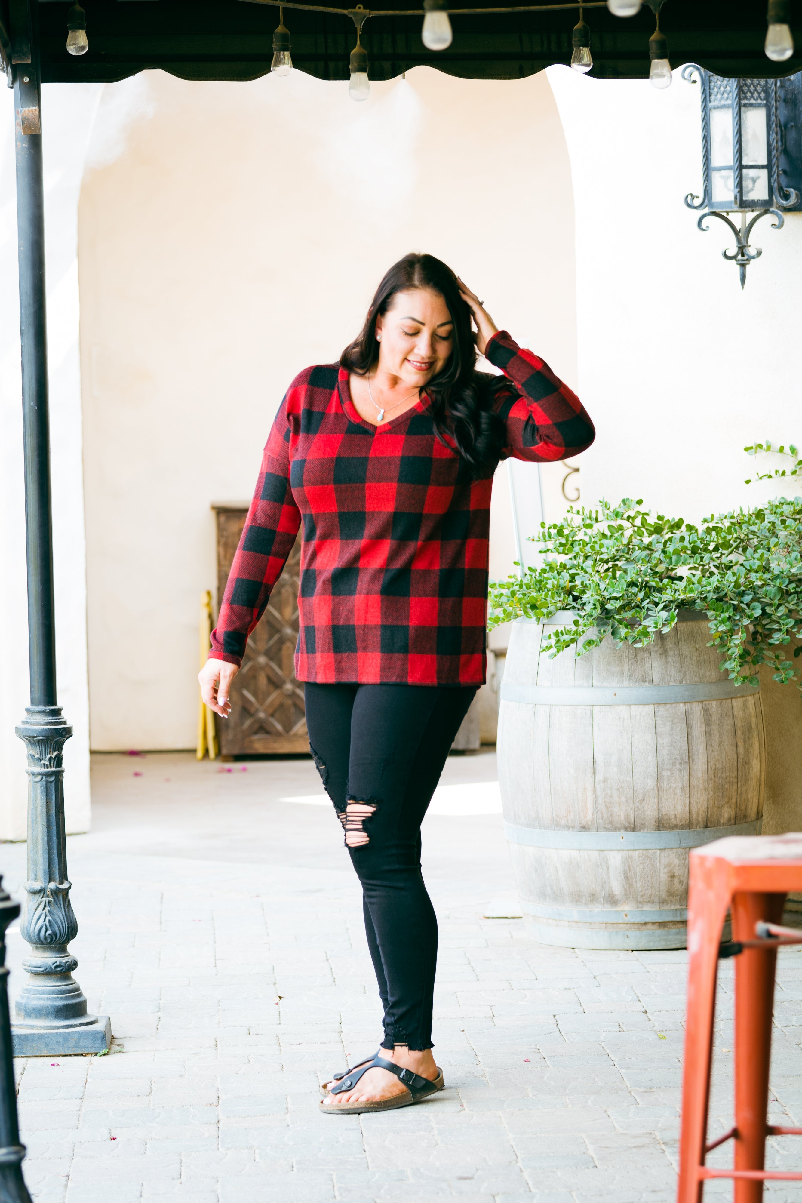 Mad About Plaid Pullover - Red Boutique Simplified