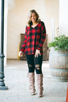 Mad About Plaid Pullover - Red Boutique Simplified