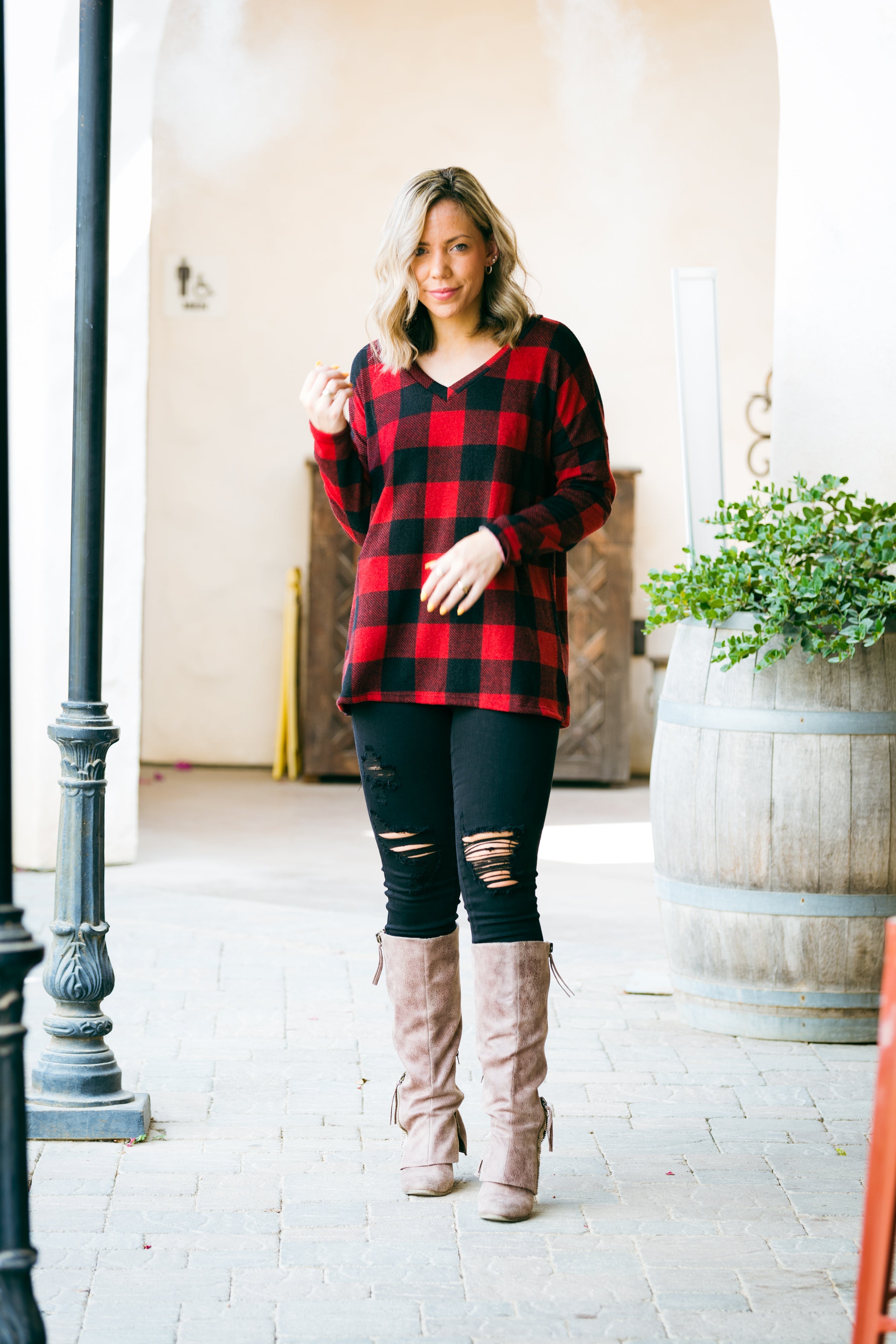 Mad About Plaid Pullover - Red Boutique Simplified