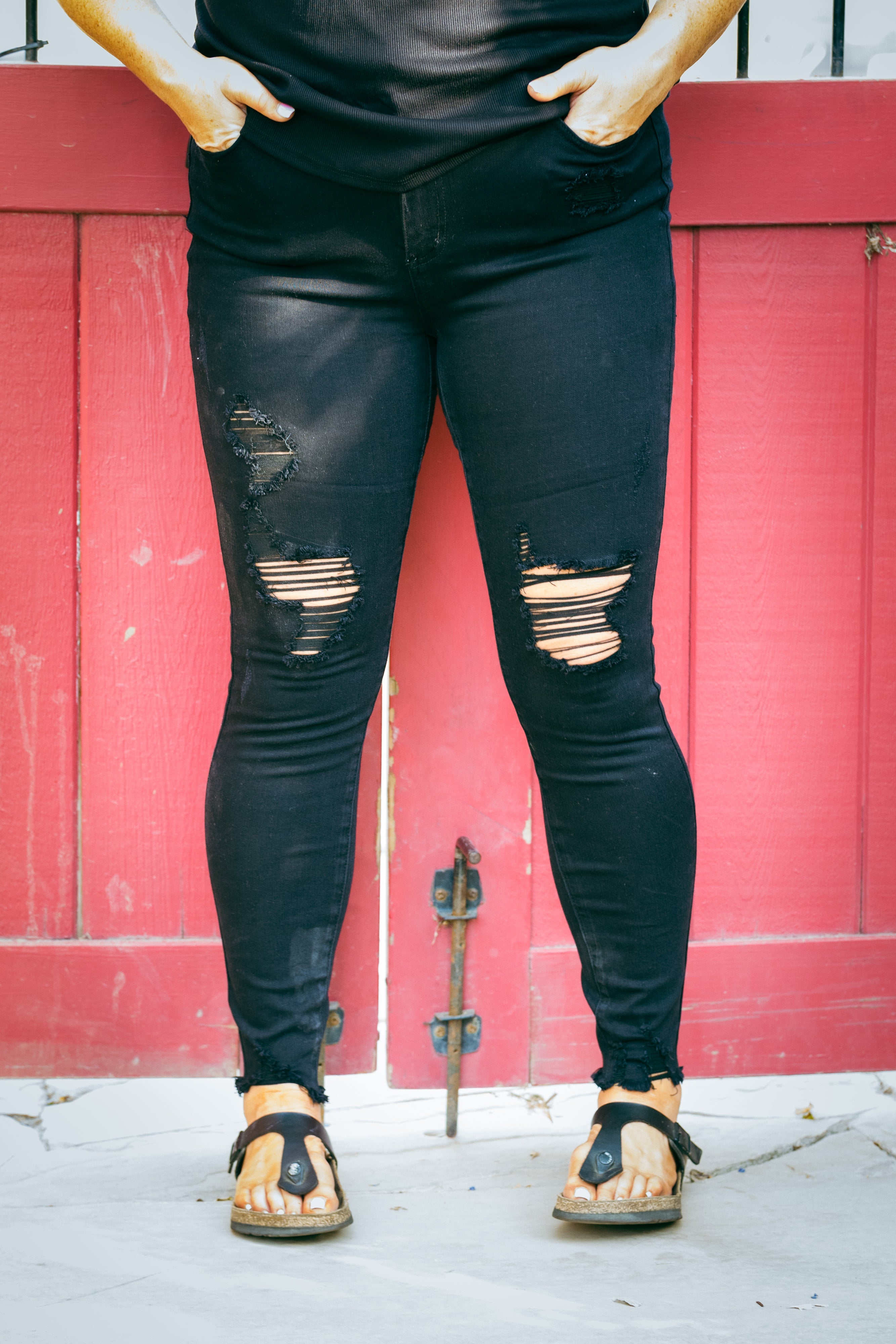 Jet Black Distressed Judy Blue Skinnies JB Boutique Simplified