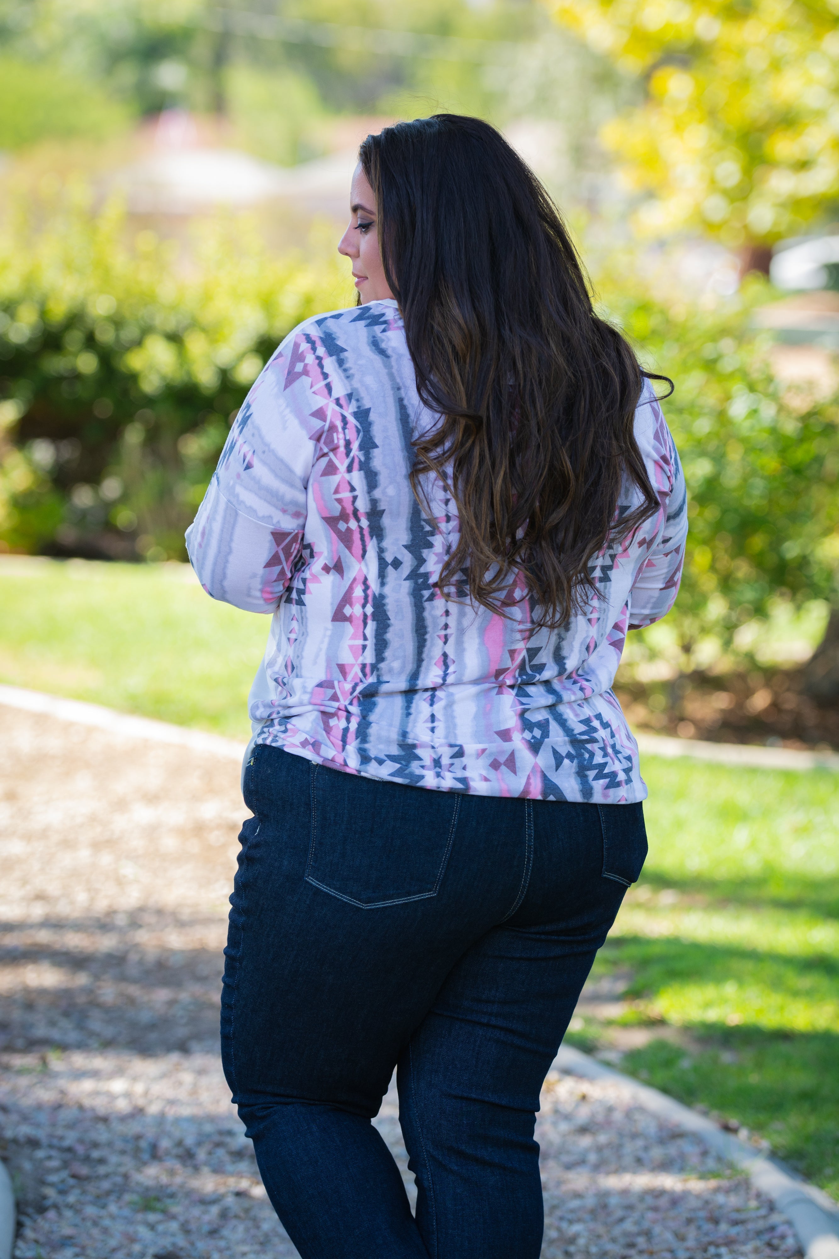 Pinkin' in Aztec Long Sleeve Top Boutique Simplified