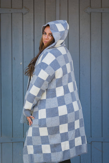 Checkmate Hooded Knit Jacket Boutique Simplified