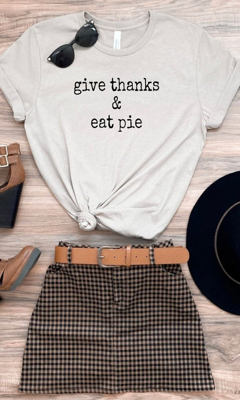 Give Thanks and Eat Pie Graphic Crew Tee Ocean and 7th