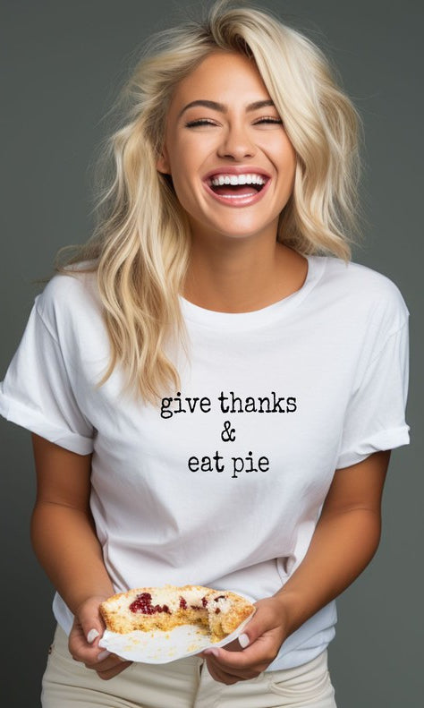 Give Thanks and Eat Pie Graphic Crew Tee Ocean and 7th