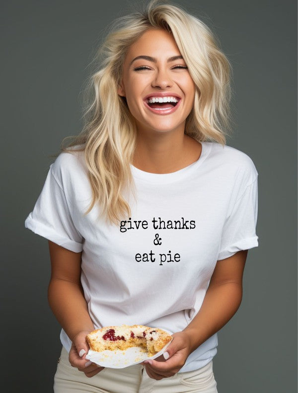 Give Thanks and Eat Pie Graphic Crew Tee Ocean and 7th