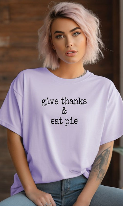 Give Thanks and Eat Pie Graphic Crew Tee Ocean and 7th