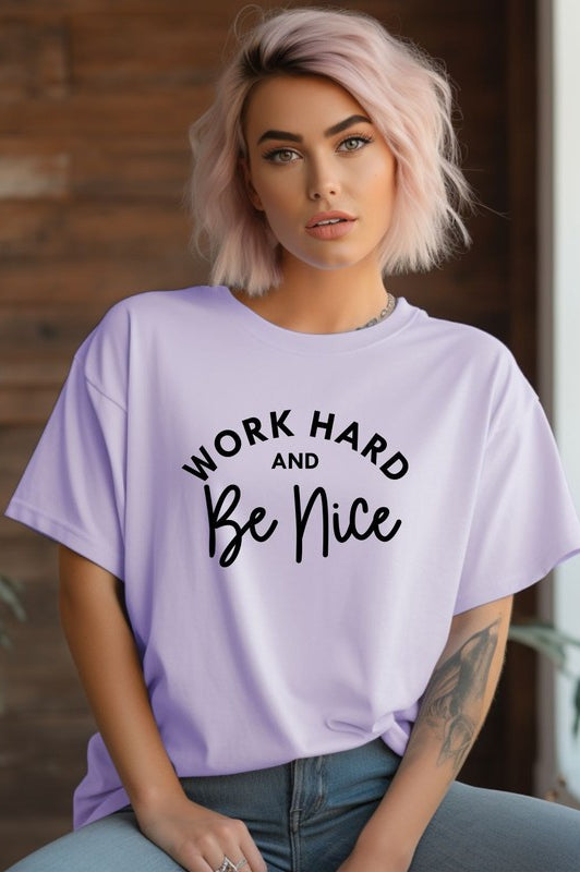 Work Hard and Be Nice Graphic Tee Ocean and 7th