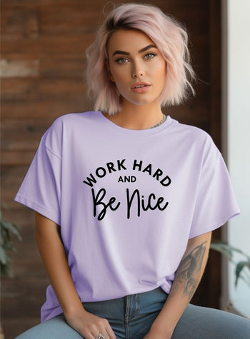 Work Hard and Be Nice Graphic Tee Ocean and 7th