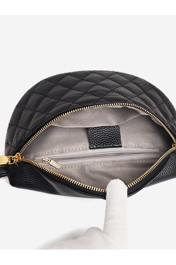 Myra Quilted Leather Crescent Sling Bag Aili's Corner