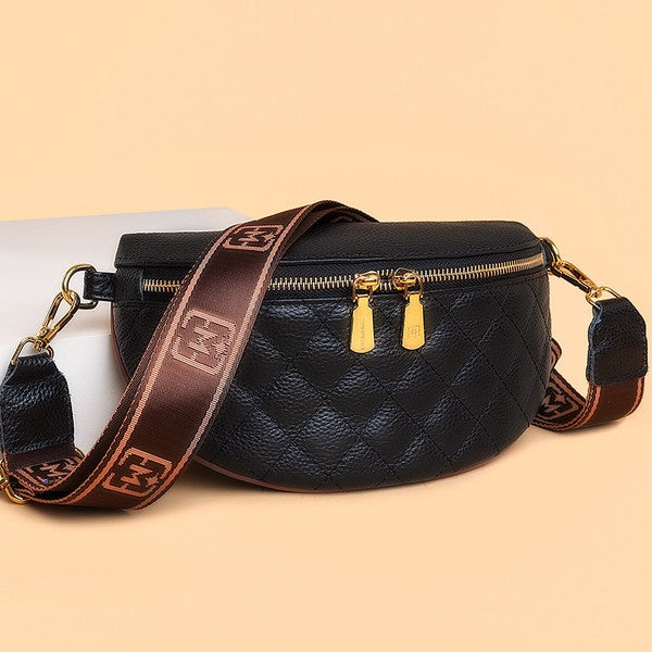 Myra Quilted Leather Crescent Sling Bag Aili's Corner