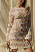 Round Neck Bell Sleeve Sweater Dress Gilli