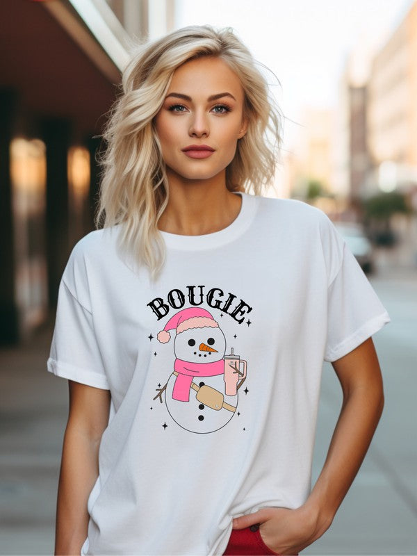 Bougie Snowman Short  Sleeve Graphic Tee Ocean and 7th