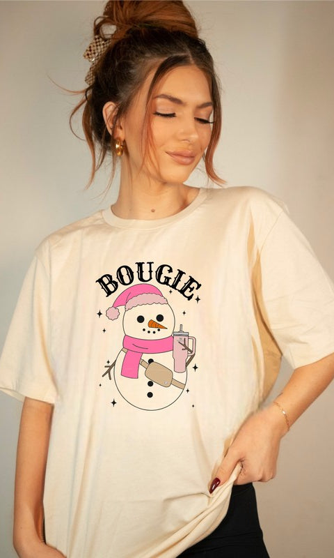 Bougie Snowman Short  Sleeve Graphic Tee Ocean and 7th