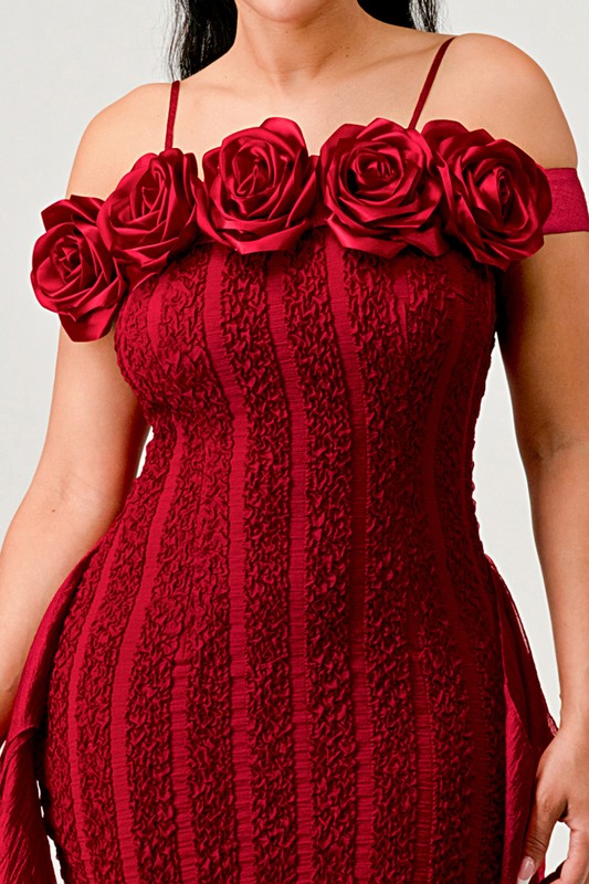 Enchanting Rose Off-Shoulder Dress Athina